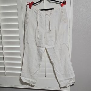 Linen Tasso Elba Men's White Joggers